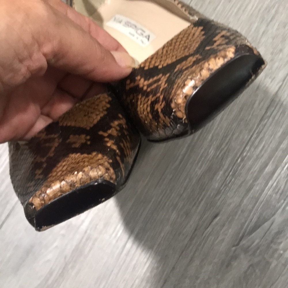 Via Spiga Square Toe Python Embossed Leather Pumps - image 5